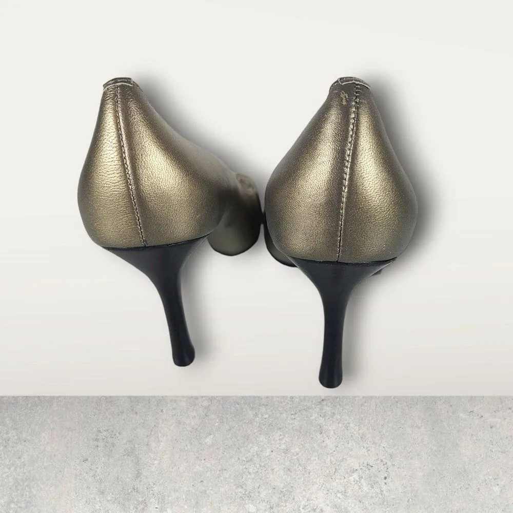 Calvin Klein Katell Bronze Metallic Gold Pump Heels Peep Toes Size 6M - Image 5