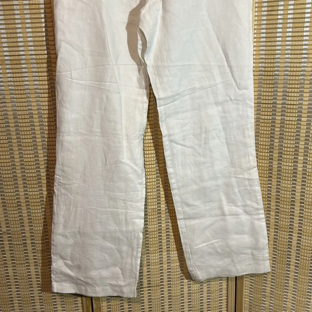 Charter Club Pant Shop Linen Cotton Drawstring Waistband Winter White Pants 8 - Image 4