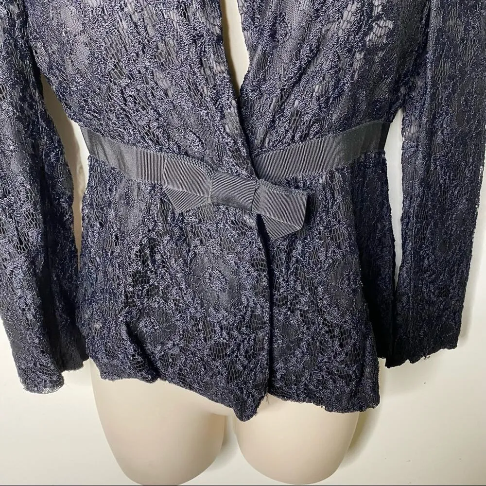 Moschino Cheap and Chic black lace blazer jacket waist bow details size 4 - Image 5