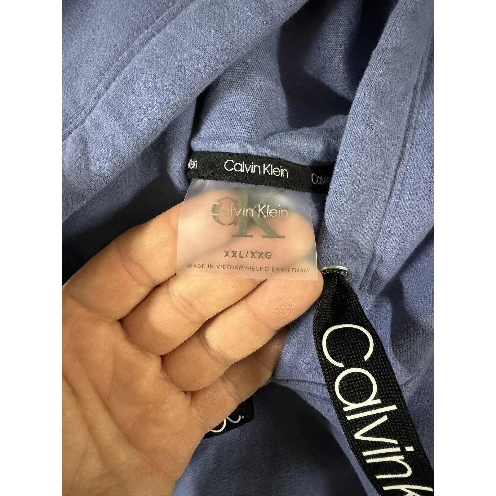 CALVIN KLEIN Spell‎ Out Hoodie | 2XL | Jumper Top Sweatshirt Short Cropped Retro - Image 3