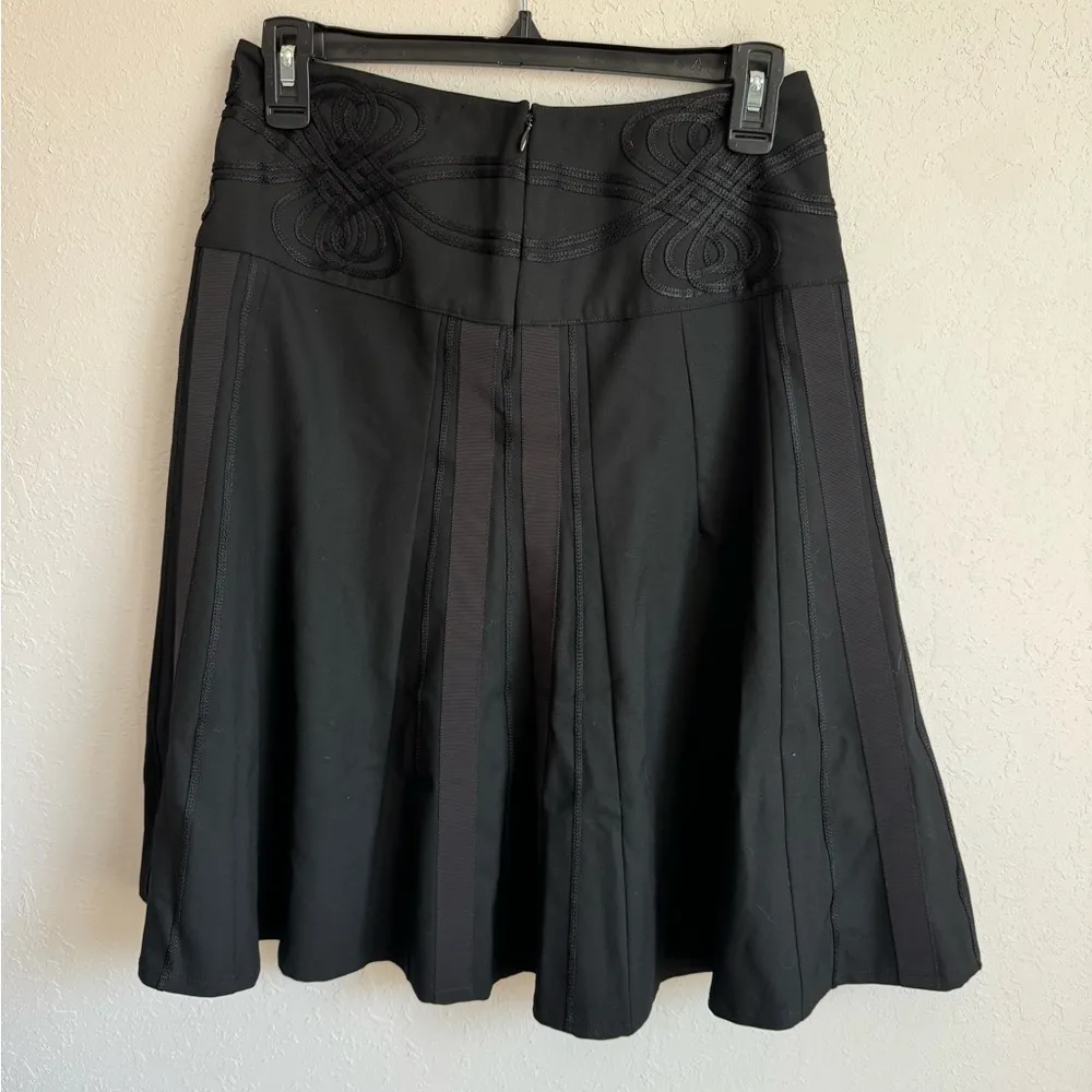 NWT  Black Ribbon Embroidered  Knee Length Circle Skirt Women’s 4 - Image 4