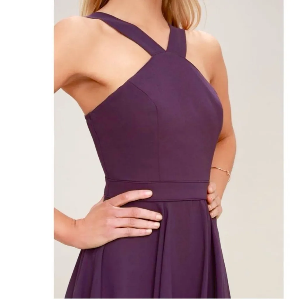 Lulus Forevermore Dusty Purple Halter Sleeveless Skater‎ Dress SMALL - Image 2