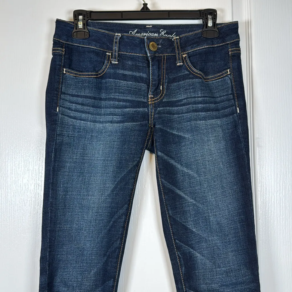 American Eagle Outfitters Denim Blue Stretch Jeggings Size 4 Long EUC #2526 - Image 2
