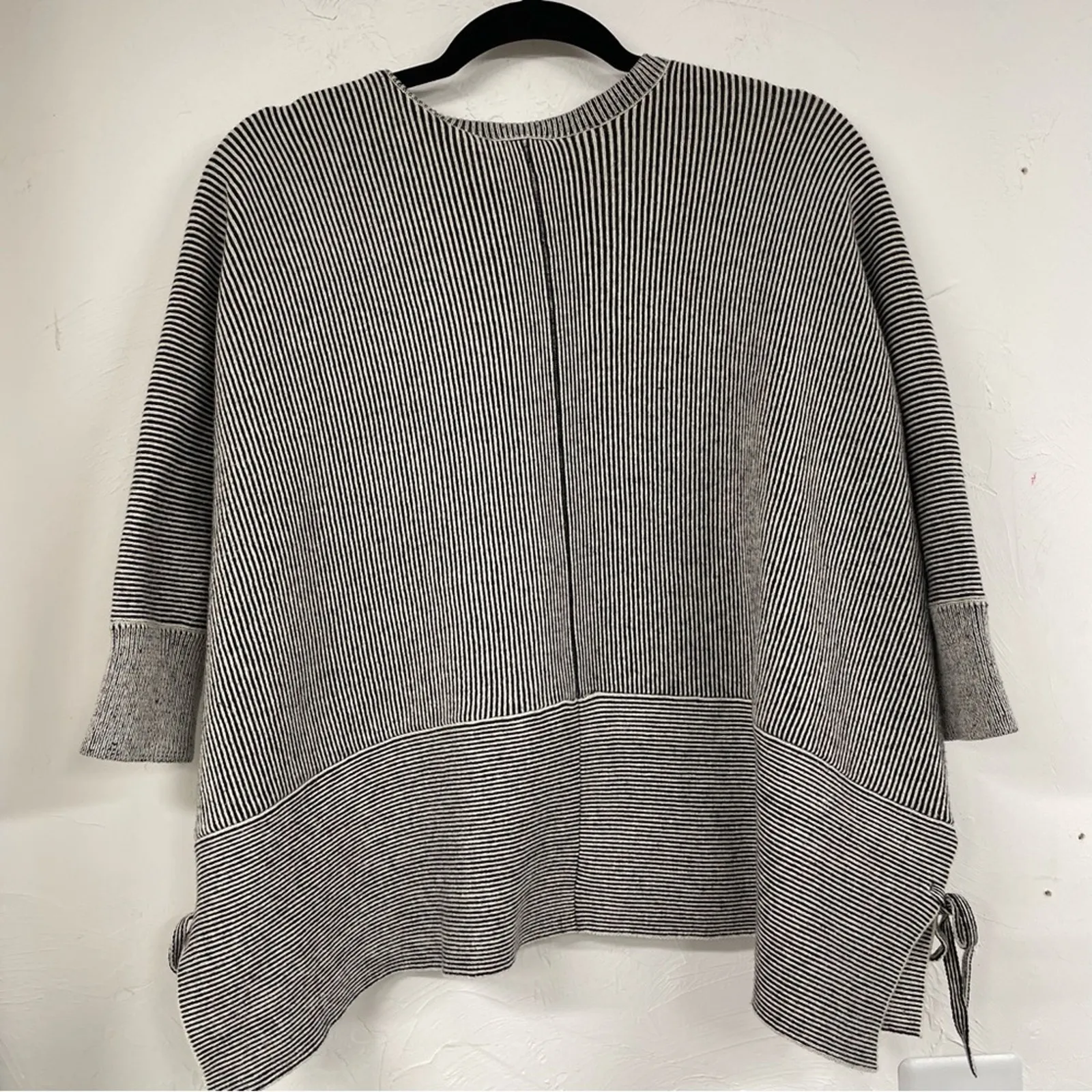 Cabi Black White Striped Boxy Fit Full Zip Cardigan Sweater Women XS Lagenlook - Image 9