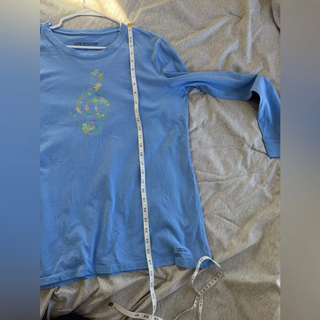 Life is Good Women’s Long Sleeve Crusher Periwinkle Blue Music Note Floral XL - Image 9