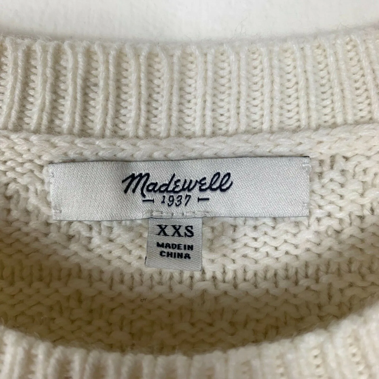 Madewell women's Texture-Play Pullover‎ Sweater ivory size XXS #E5800 - Image 5