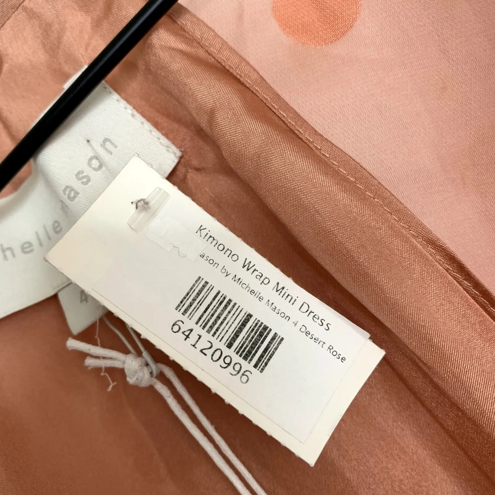 Michelle Mason Kimono Wrap Mini Dress Womens Silk Polka Dot Desert Rose 4 - Image 12