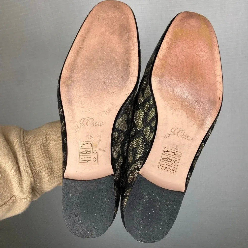 J.Crew | Womans Flats‎ Cheetah Gold 5.5 Slip On Black - Image 3