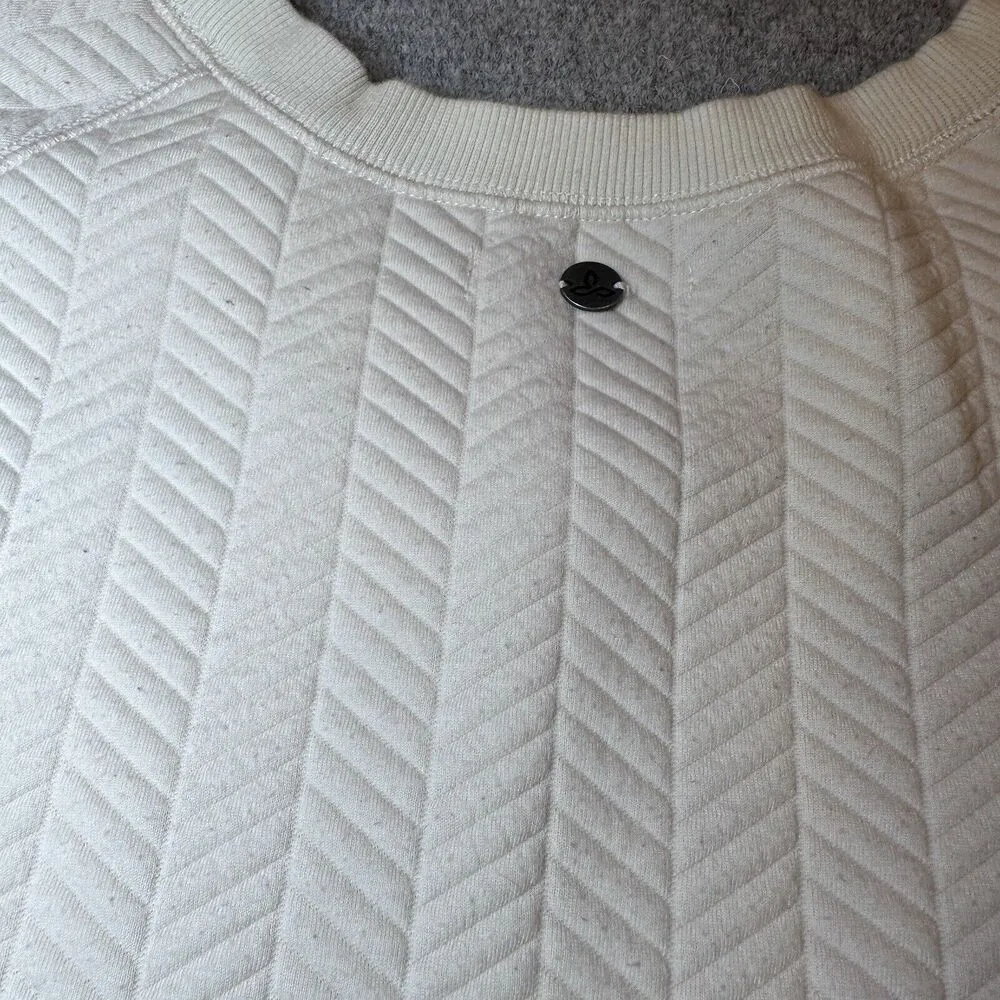 prAna Silverspring Pullover Sweater size S Cream Cable Herringbone Pockets - Image 8
