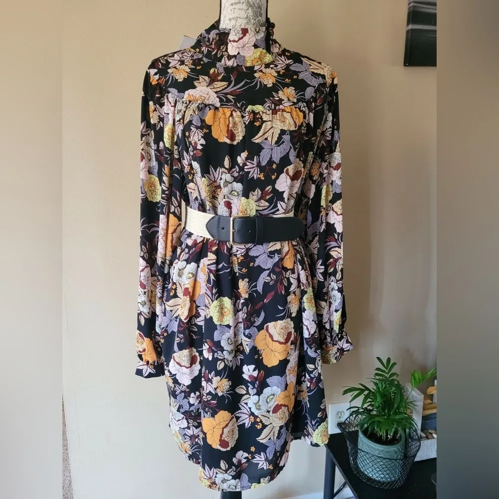 Who What Wear Floral Black Dress Sz S - Image 4