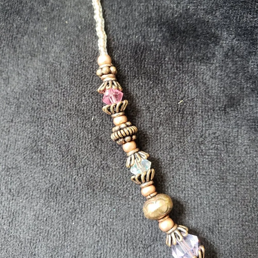 Womens Fashion Crystals & Studded Brass Beads Necklace with Round Toggle Clasp - Image 5