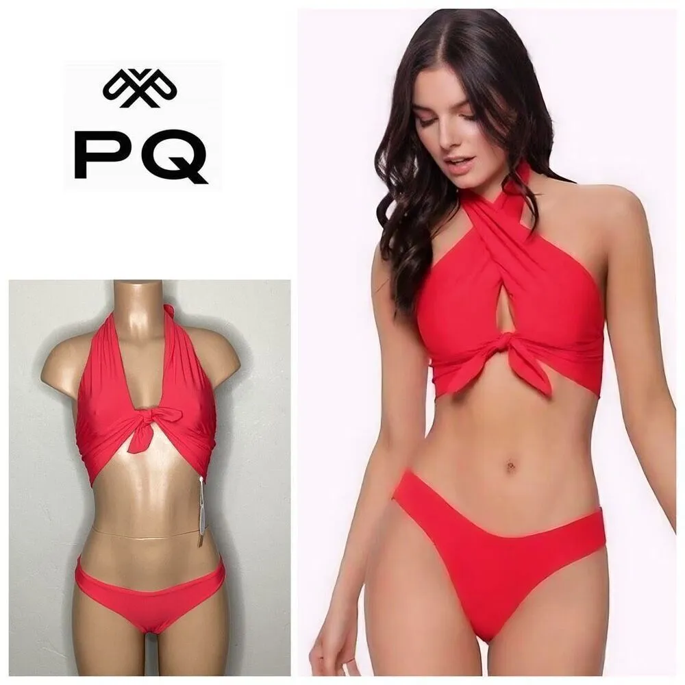 New. PQ Avalon red full bikini set. L-top/M-bottom. Retails. $144 - Image 2