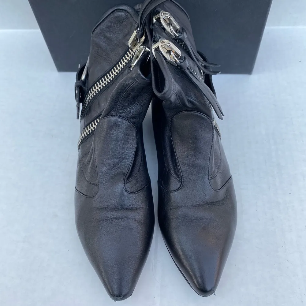 GIUSEPPE ZANOTTI Maude Leather Moto Boots w/ Zip - Image 9