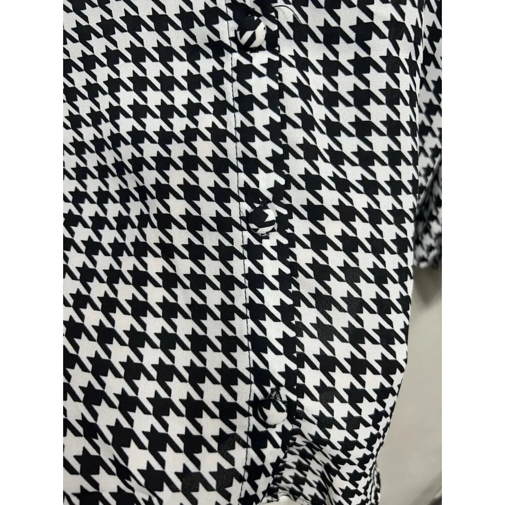 Torrid Womens Shirt Blouse Black White Houndstooth Button Up 2X  Career Office - Image 4