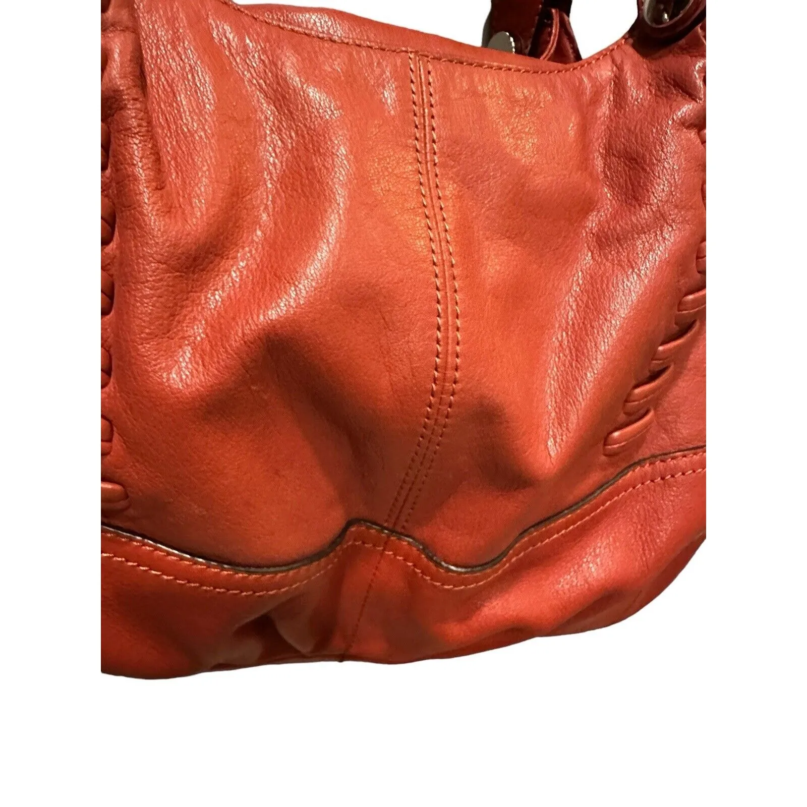 Authentic B. Makowsky Cognac Midsize Leather Handbag Brown - Image 8