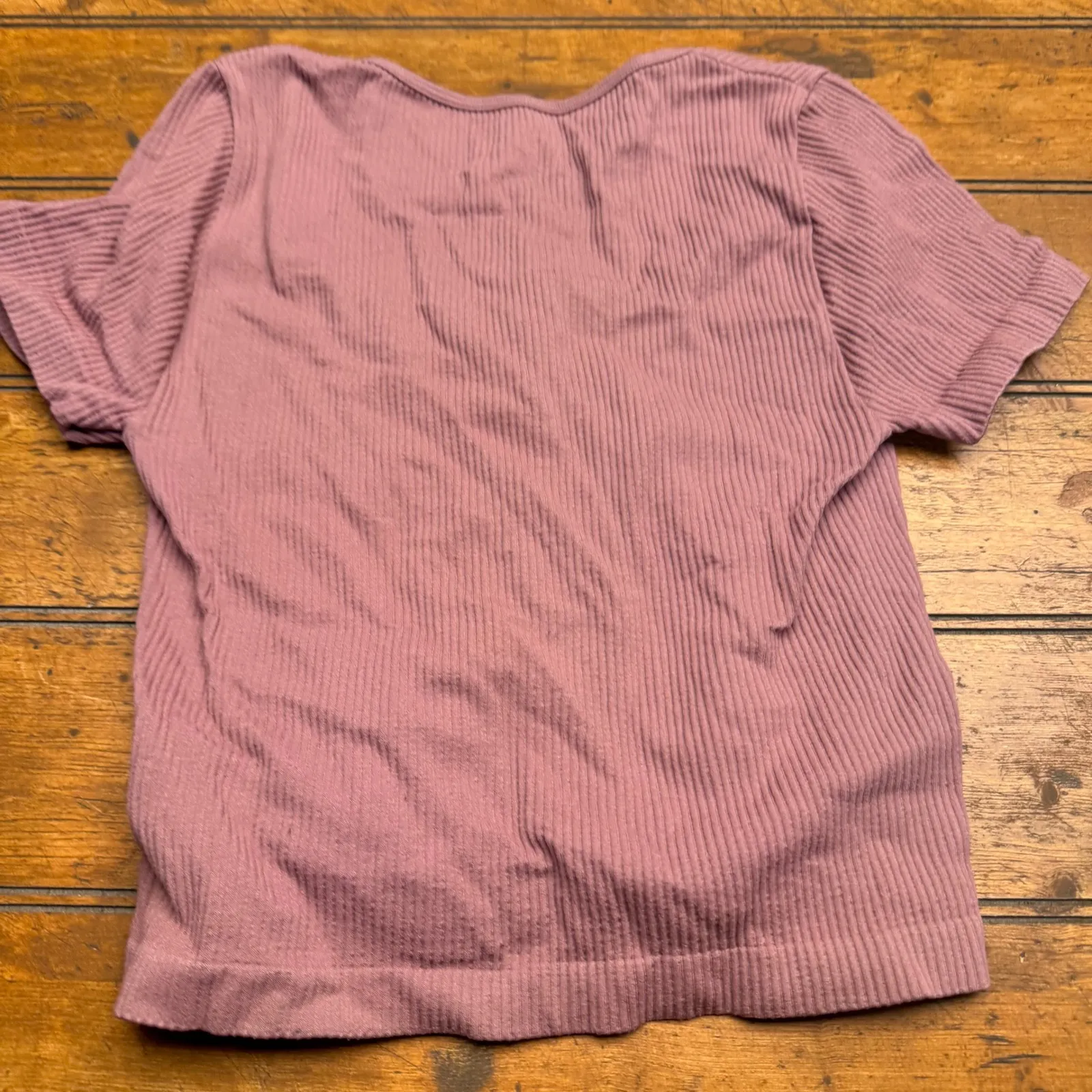 Aeropostale Seamless Ribbed Henley Crop Top Dusty Rose Size M - Image 4