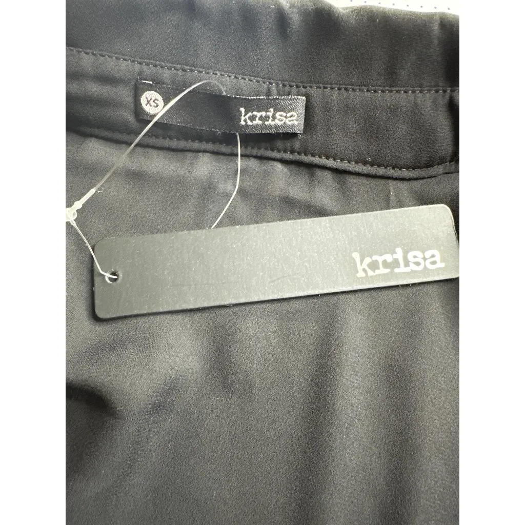 krisa Drape Button Front Mini in Black X-Small New Womens Shirtdress - Image 9