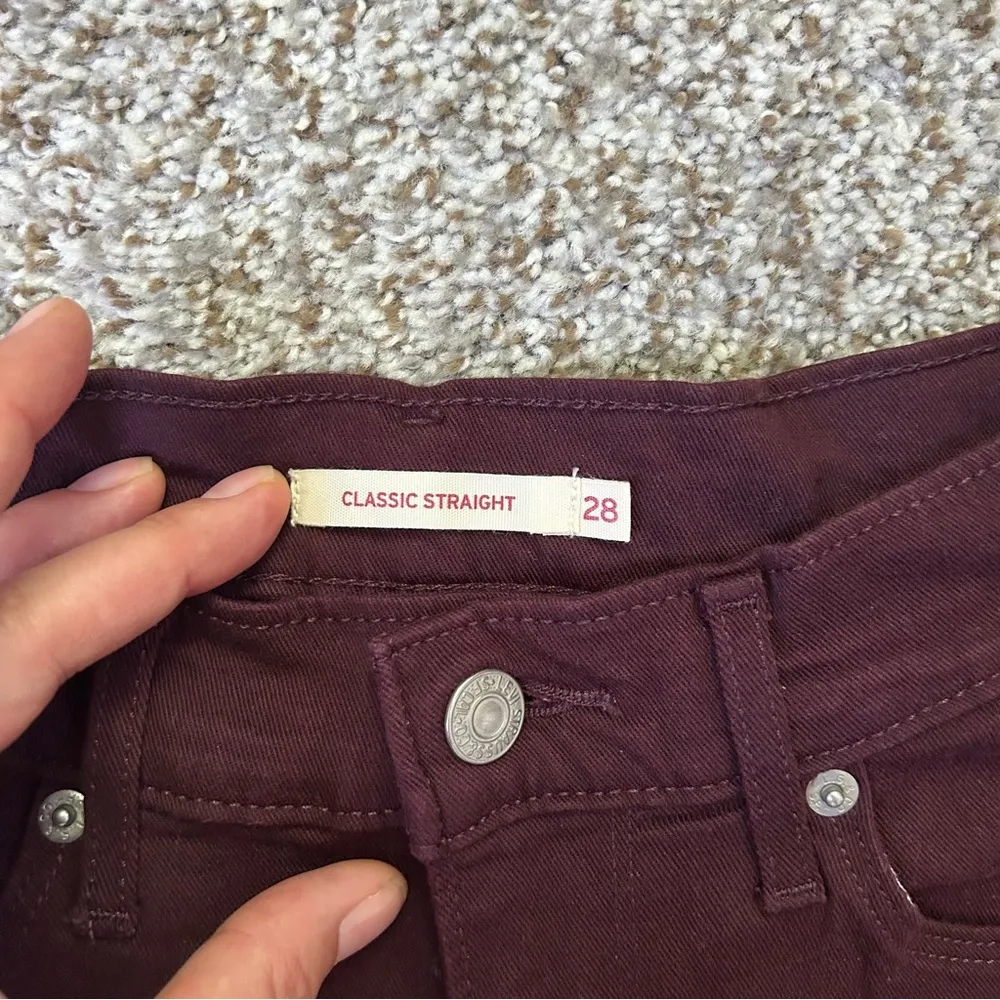 Levi's Women's Straight Leg Pants - Burgundy Purple Red Casual 28 - Image 2