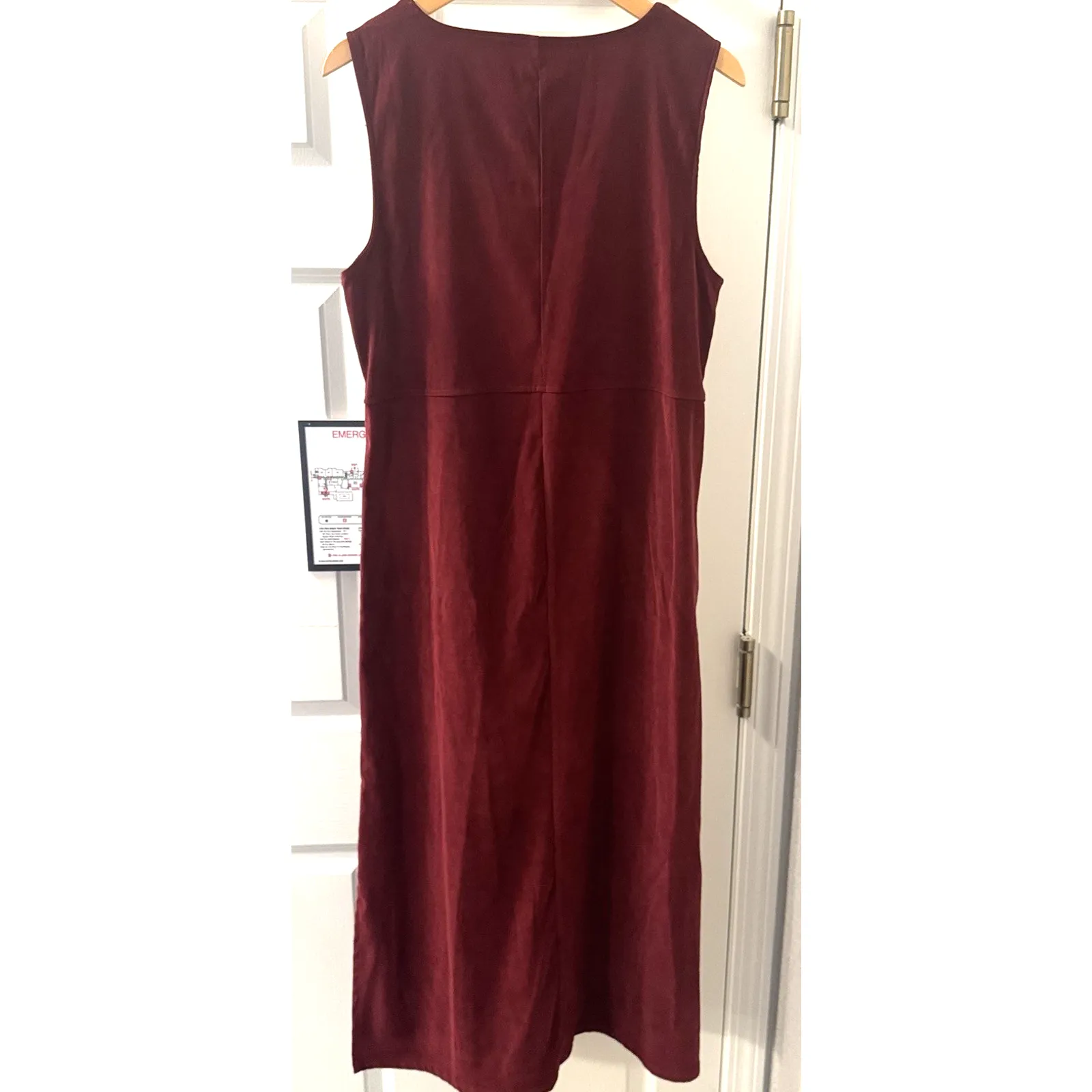 VTG 90s Jane Ashley Burgundy Velvet Maxi Dress Paisley Country Sleeveless Sz L - Image 6