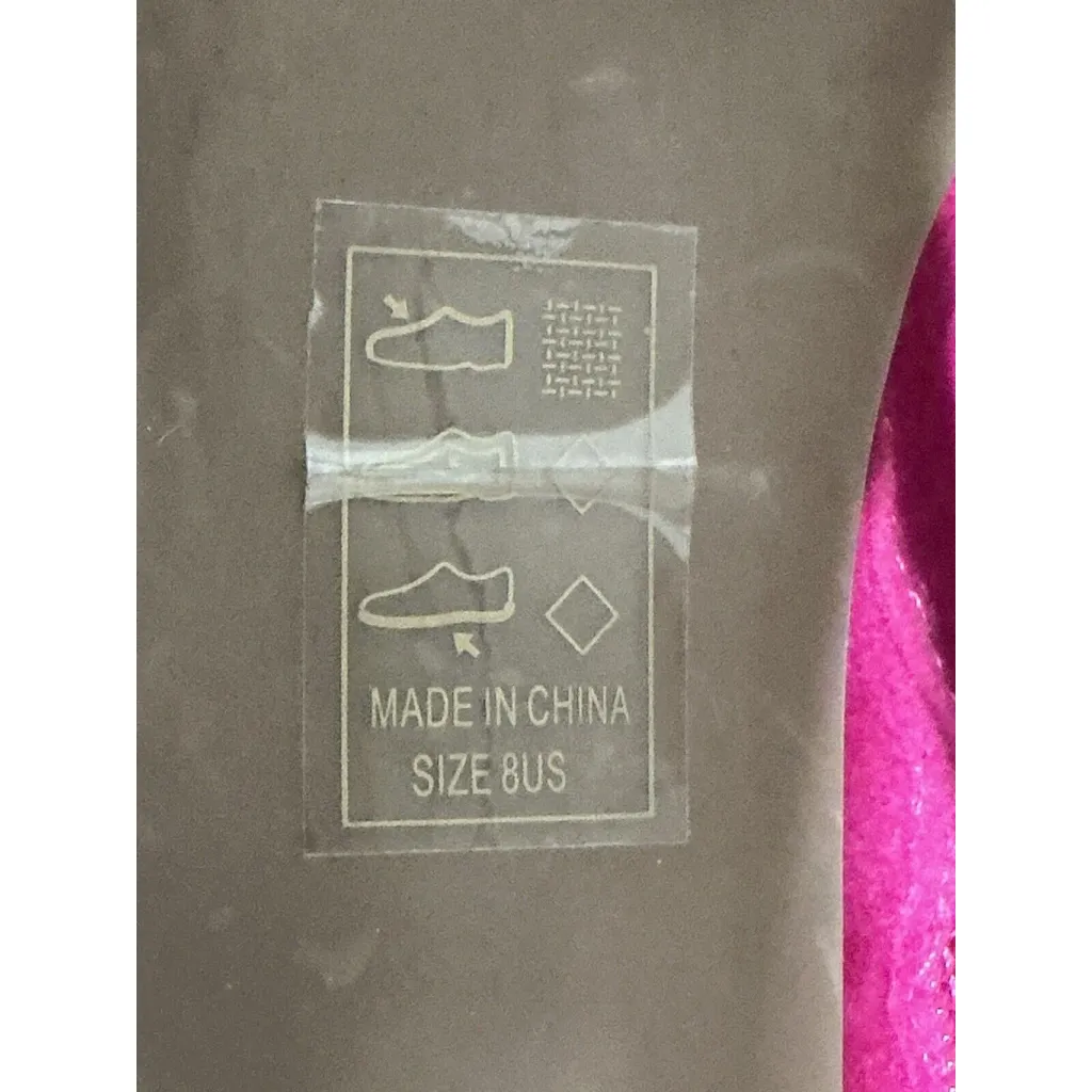 Woman’s Shoe Dazzle Jovanna Pink Suede Size 8 Gold Stiletto Heel Platform - Image 8