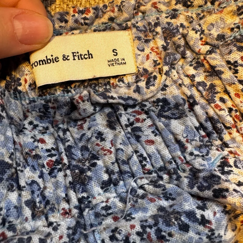 Abercrombie & Fitch Blue Floral High Waist Shorts - Image 2