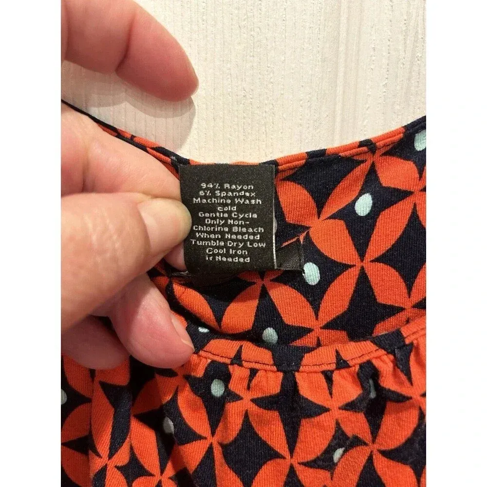 Ann‎ Taylor Dress A Line Empire Waist Red Orange Multicolor Spring Summer Large - Image 8