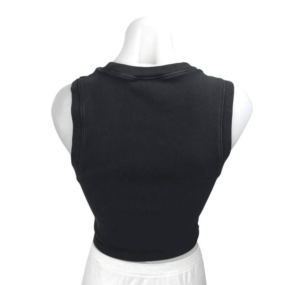 Zara Black Rib Knit Sleeveless Racerback Cami Camisole Crop Sweater Tank Top L - Image 2