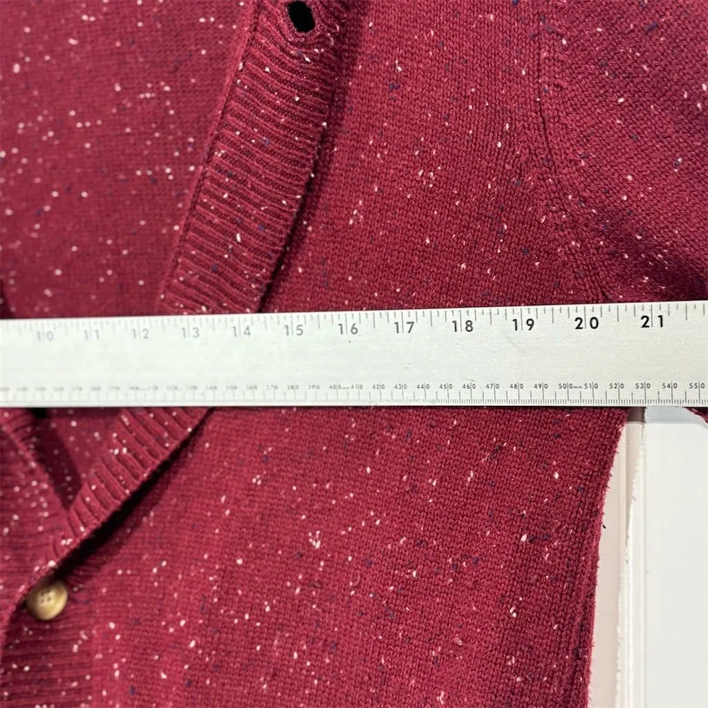 Crown & Ivy Red Speckled Knit Shawl Collar Cardigan Sweater Women’s S Pockets - Image 4