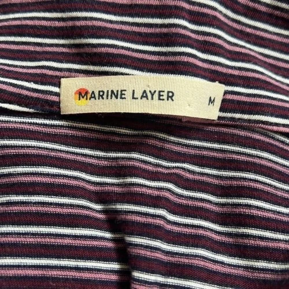 Marine Layer Long Sleeve Striped Top soft medium collared polo - Image 8