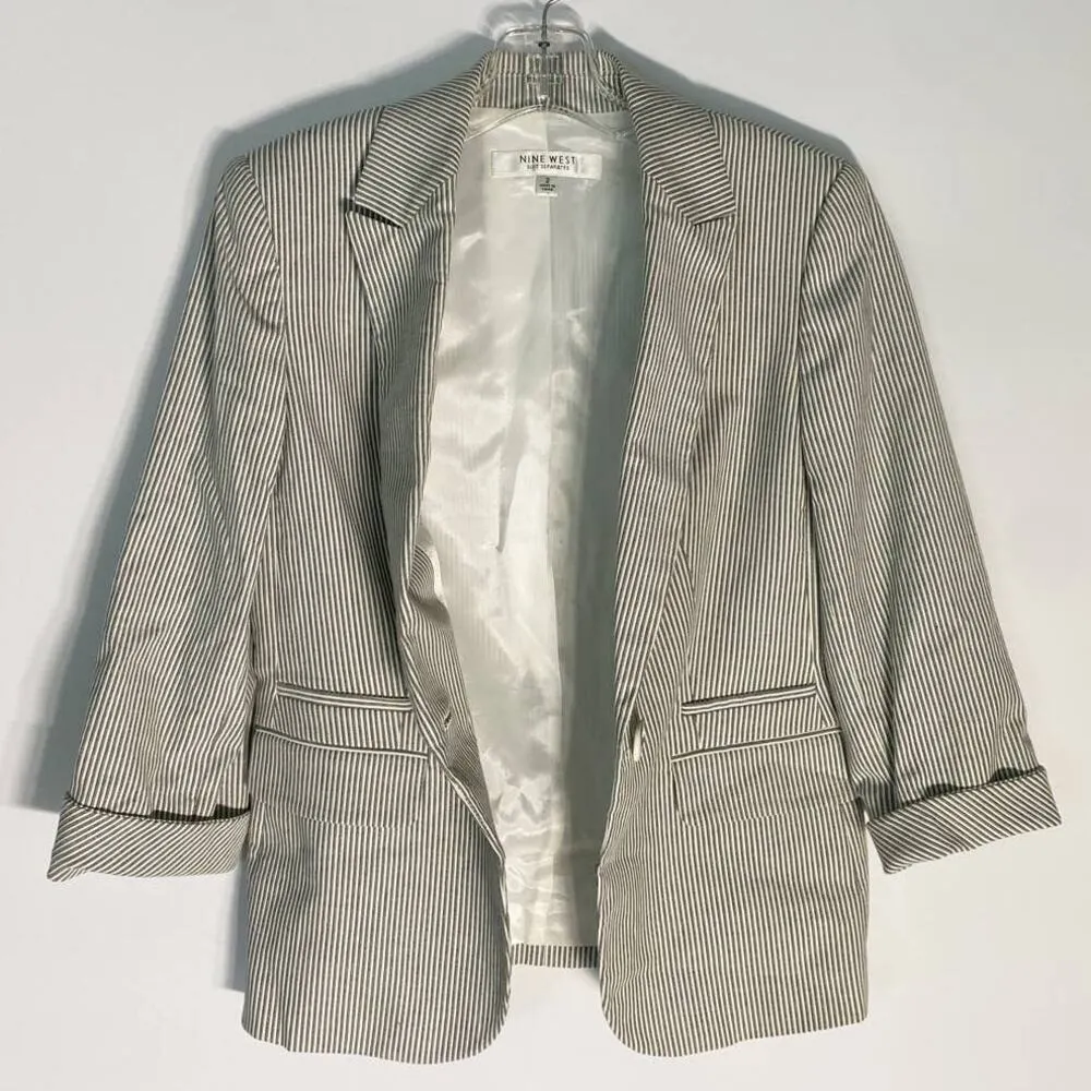 Nine West Suit Separates Pinstripe Blazer Cape Town Black‎ and White SZ 2 - Image 6