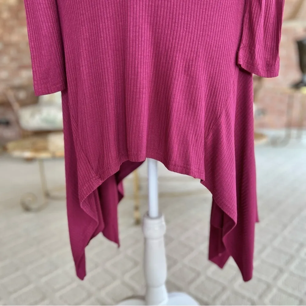 Venus Dress Sharkbite Asymmetrical Knit XS Long Sleeve Magenta Purple Party Chic - Image 6