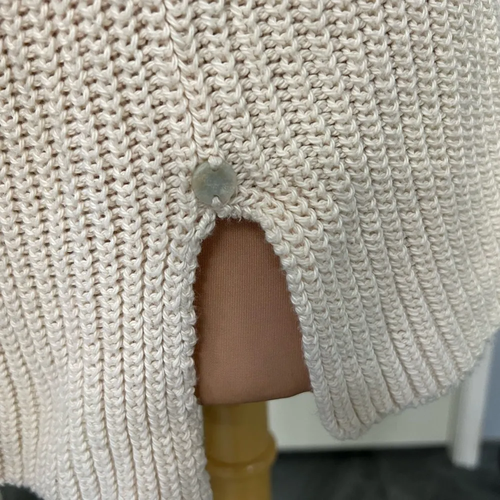 Pure‎ Handknit Cream Cable Knit Pullover V Neck Boho Sweater - Image 7