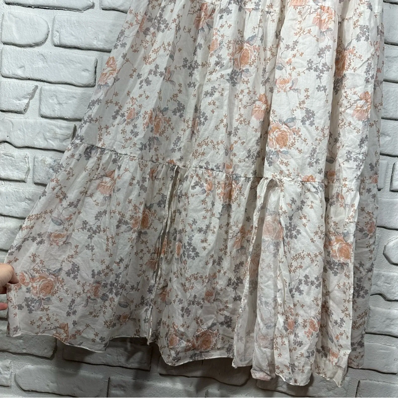 Maje Floral Ruffle Maxi Dress Size 3 (US Large) - Image 10