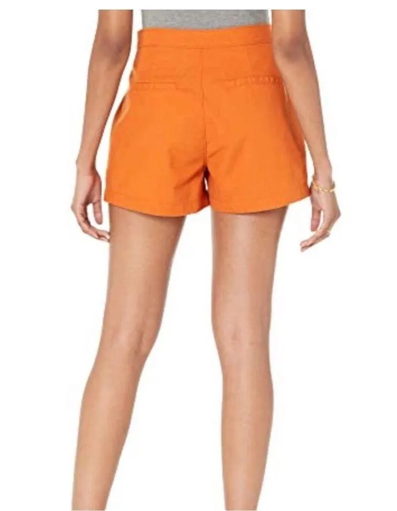 Black NYC Women’s High-Waisted Button Front Shorts Orange Size 24 NWT - Image 2