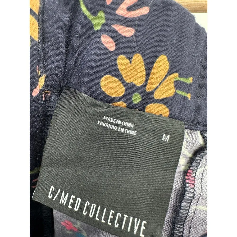 C/MEO Collective Womens Black Floral Print Off Shoulder Bell Sleeve Crop Top M - Image 6