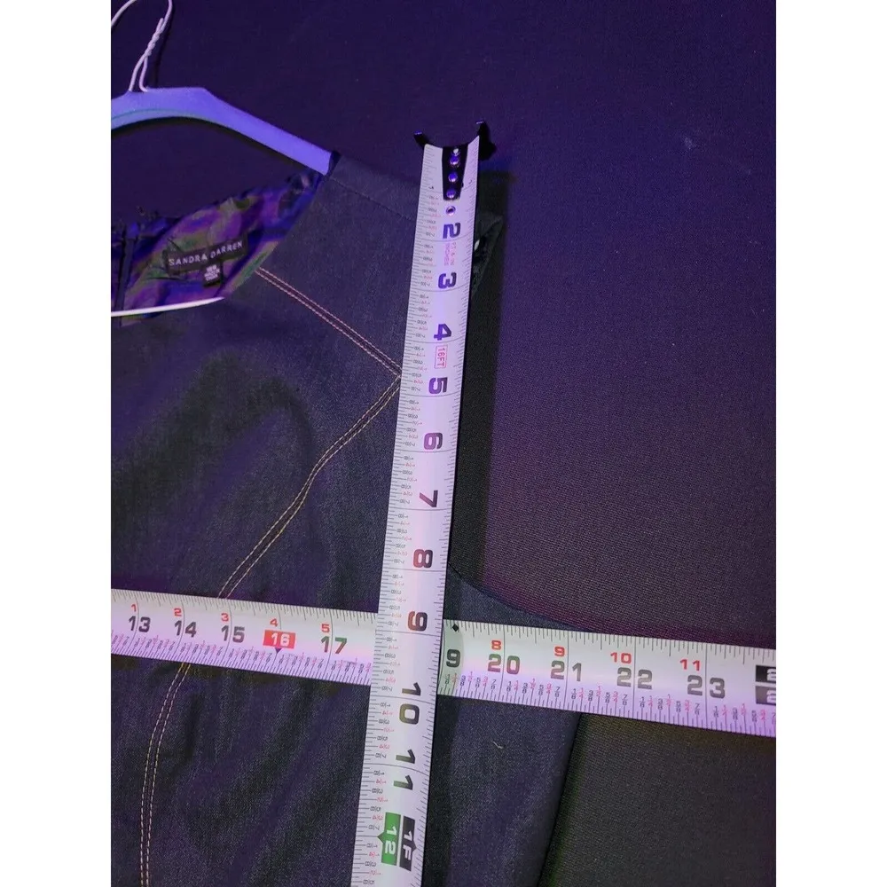 Sandra Darren Women Blue Cotton Round Neck Sleeveless Knee Length Dress Size 16W - Image 13