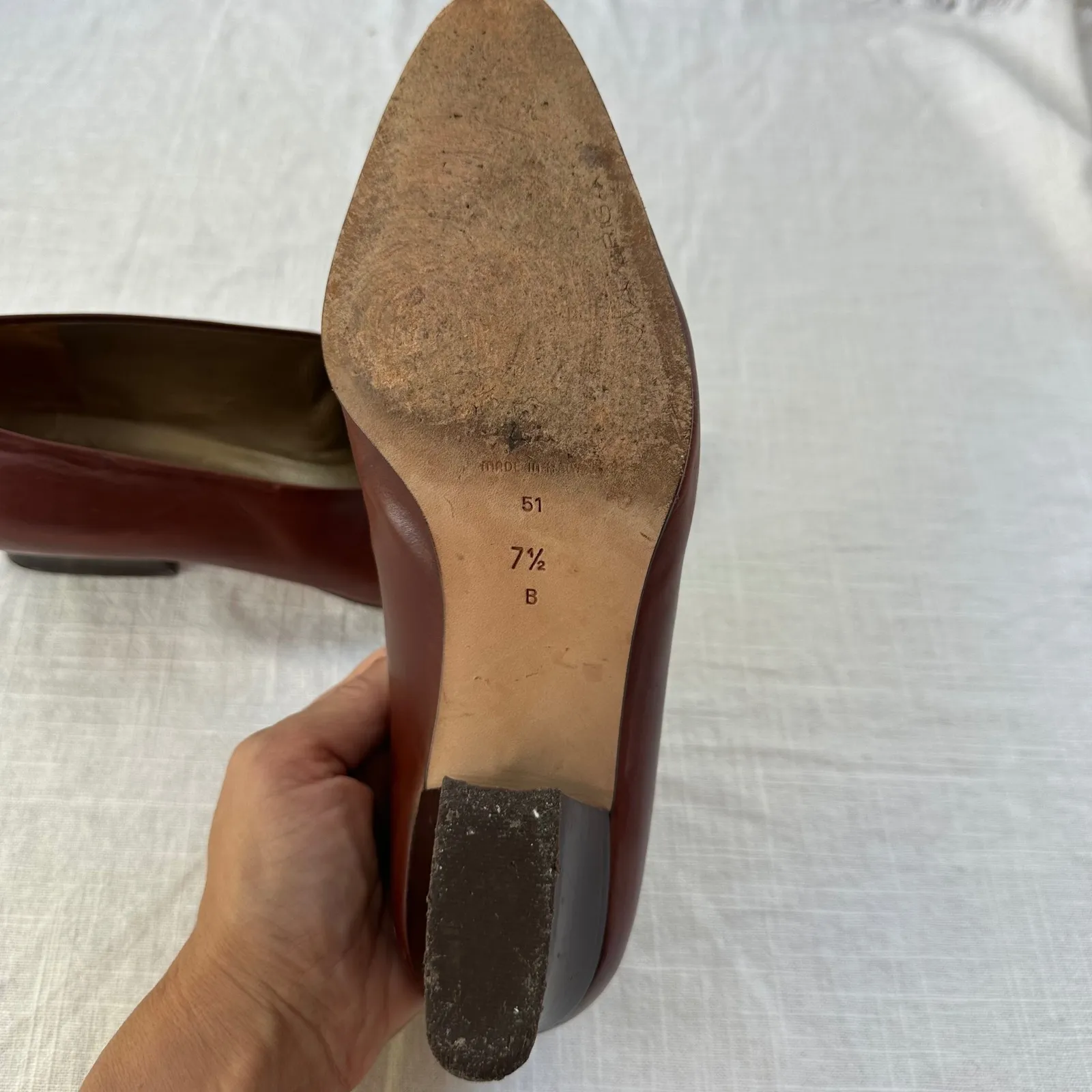 Via Spiga Vintage Womens Shoes‎ 7.5 Brown Leather 90s Y2K Low Heel Pump - Image 3