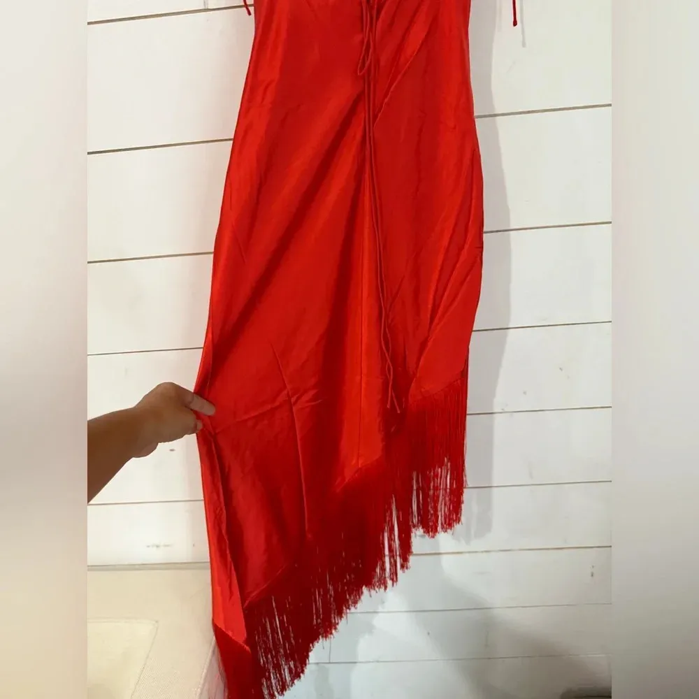 For Love & Lemons Anisa Asymmetrical Dress in Red - Image 12