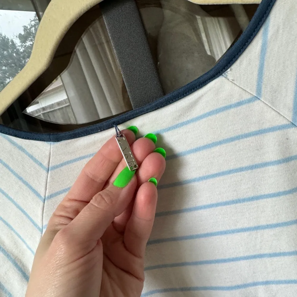 LAKE Pajamas pima cotton top tee short sleeve navy stripes marine light blue Size M - Image 5