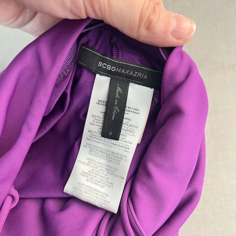 Bcbgmaxazria hedi dark orchid front slit gown size small - Image 11
