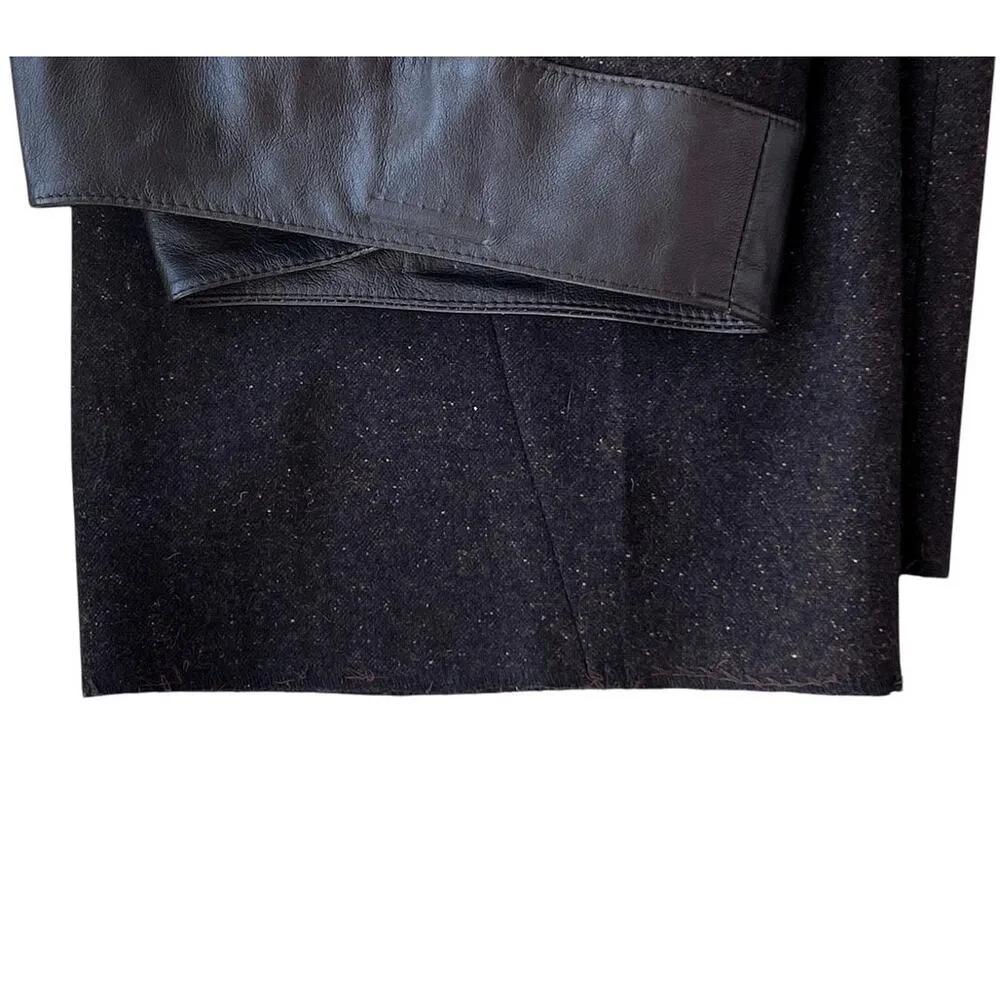 NWT ~ SIENA STUDIO Brown Tweed Pocket Faux Leather Trim Wool Pants ~ Women's 14 - Image 6