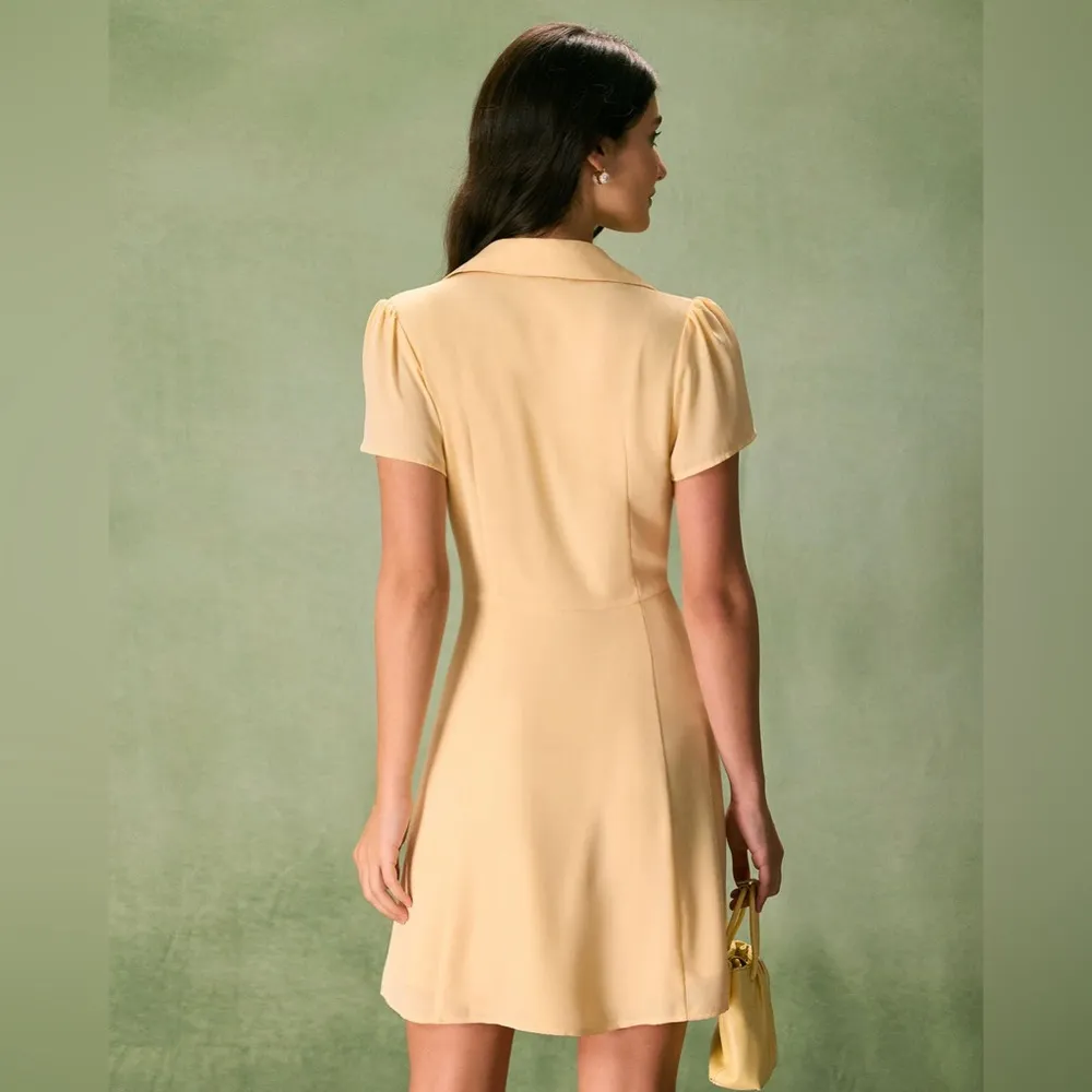 Rihoas Yellow Button Down Shirt Mini Dress - Image 4