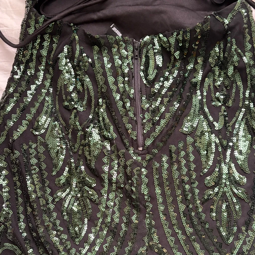 Windsor Black and Green Sequin Mini Dress - Image 5