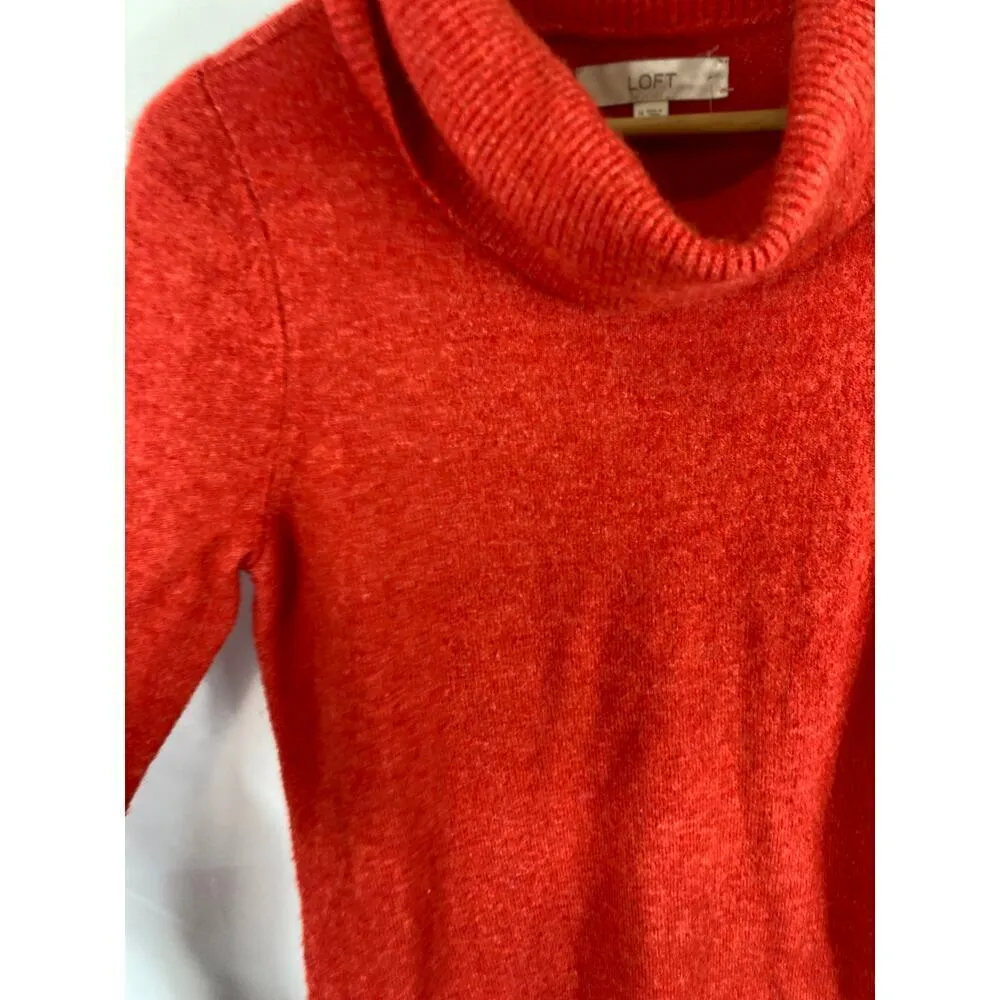 Ann Taylor LOFT Pullover Tunic Sweater Cowl Neck Orange size Medium - Image 5