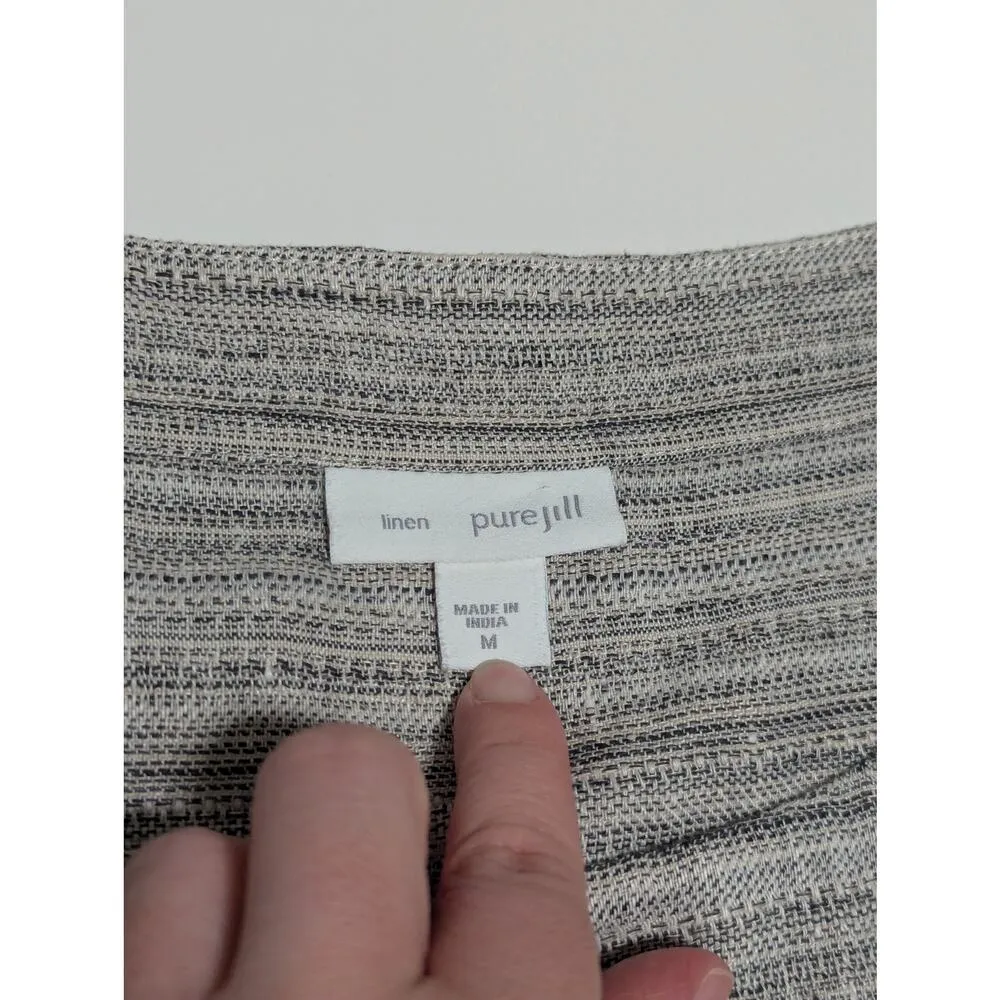 J. Jill Pure Jill Linen Faux Wrap Dress Gray Lagenlook Sleeveless Womens Medium - Image 5