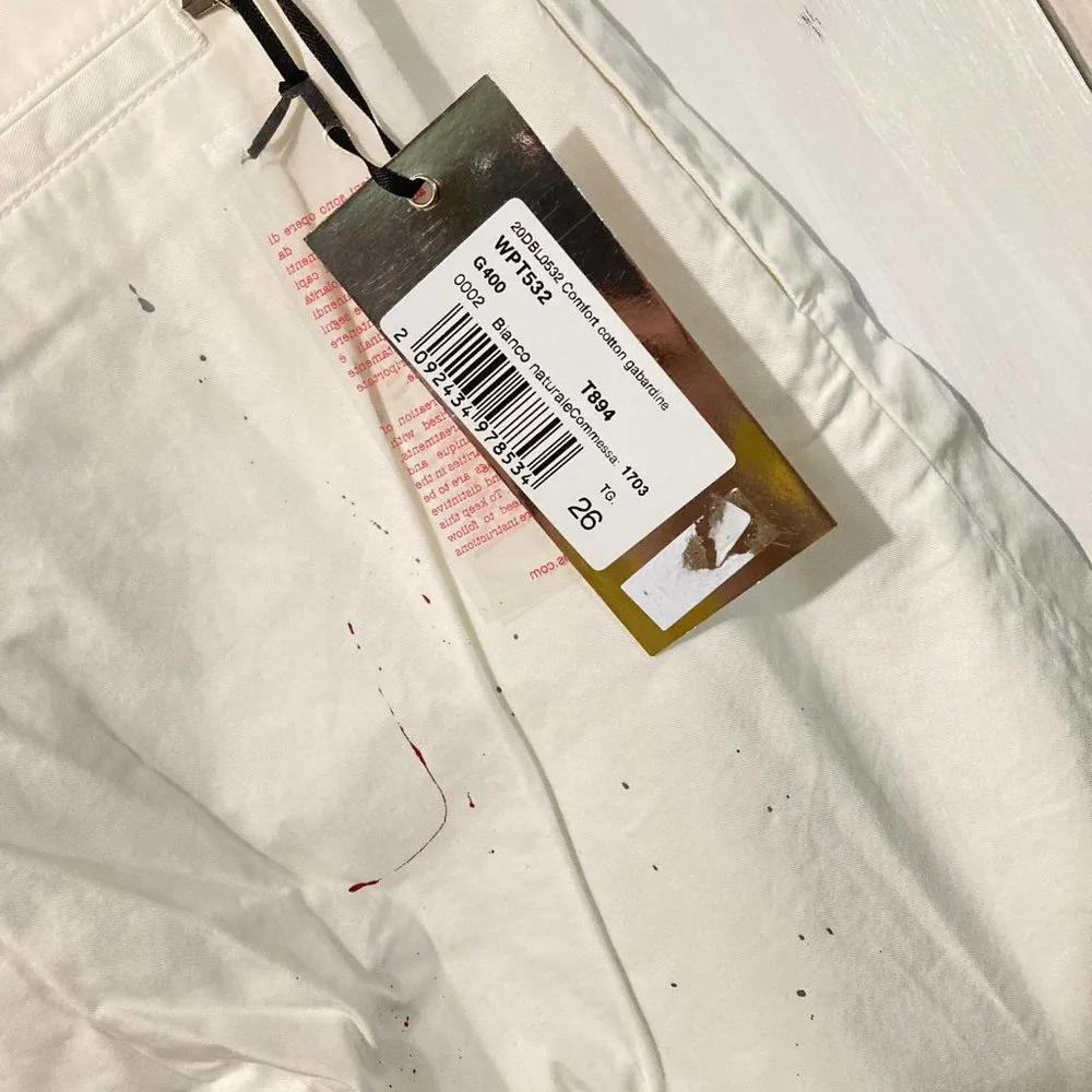 Cycle women's 26 beige splatter painted pleated ankle crop casual pants 28x26 - Image 7