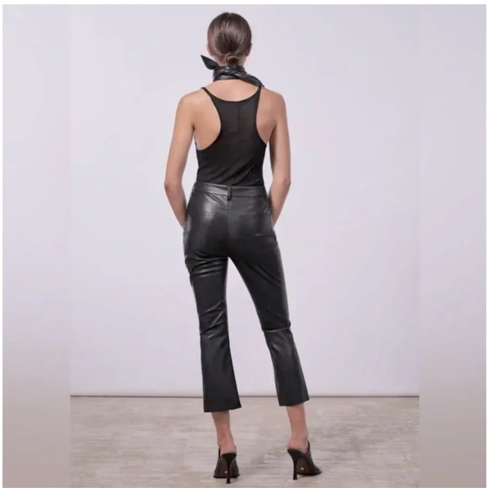 Zara Faux Leather CROPPED Pants Jeans BLACK Size EU 36/4 NEW - Image 4
