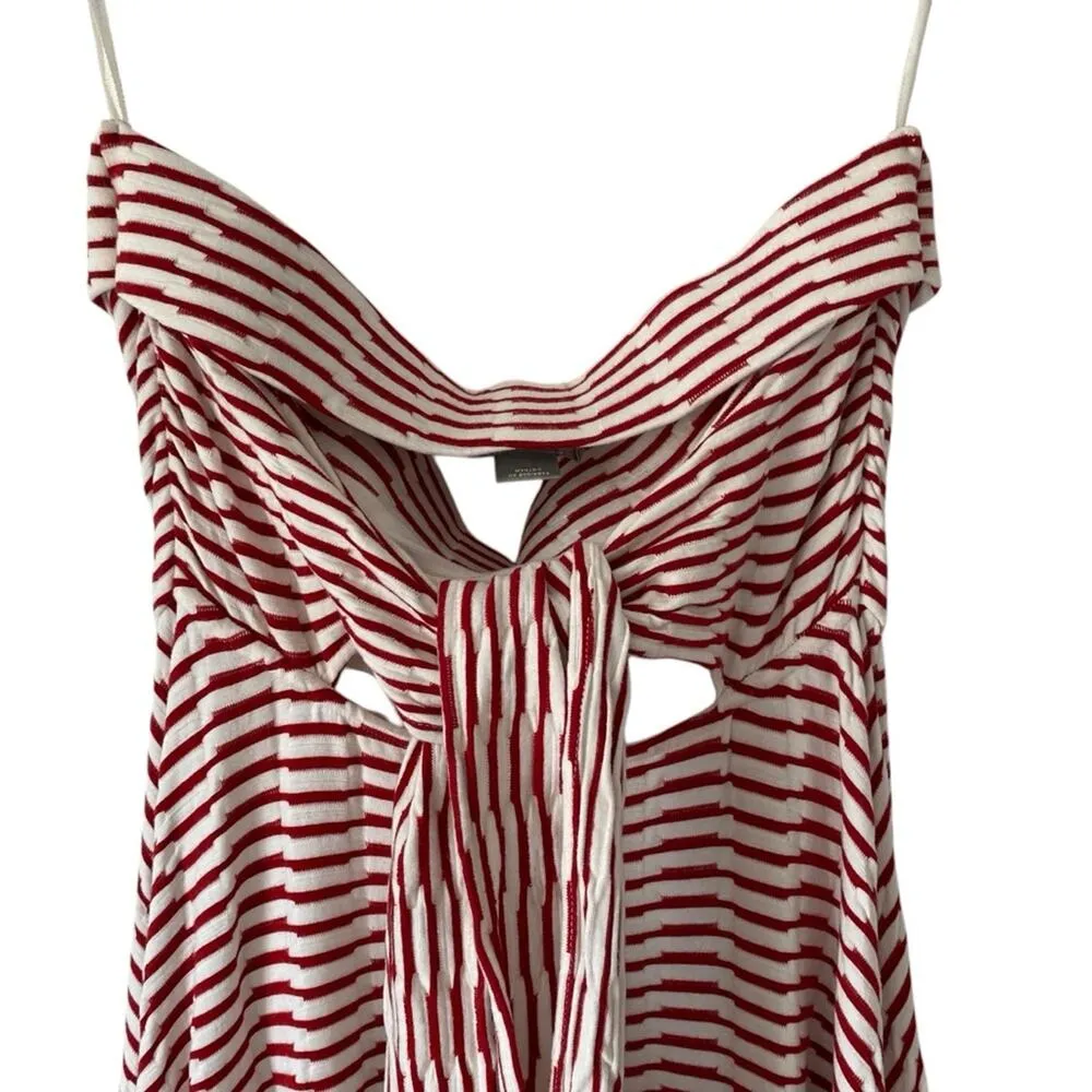 Maeve Anthropologie Caleta Red White Strapless Dress size small - Image 7