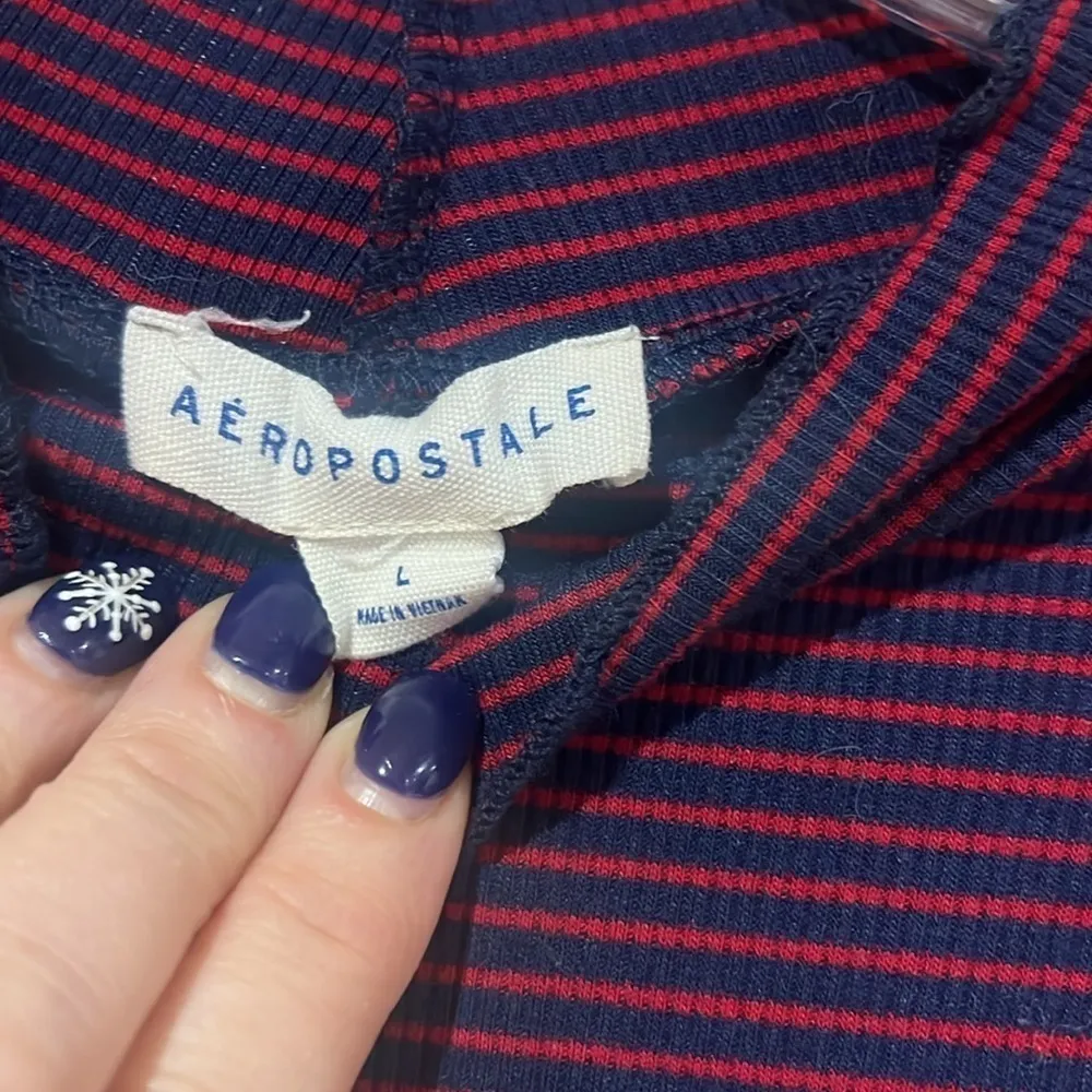 Aeropostale Red and Blue Striped Dress Large - Image 2