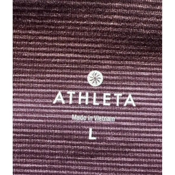 Athleta Power Up Leggings Size Large Purple/Maroon‎ Striped Women's Athletic - Image 5
